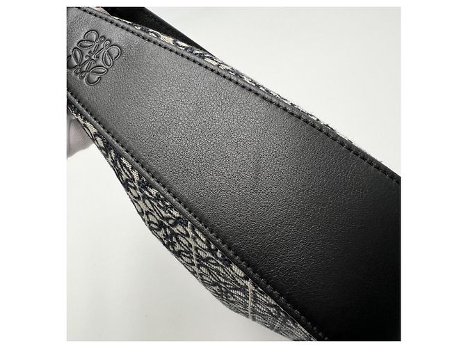Borsa Loewe Luna Anagram Nero Blu navy - vista 9