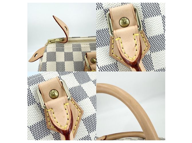 Borsa Boston Damier Azur Speedy 30 da donna Louis Vuitton Marrone Bianco - vista 6
