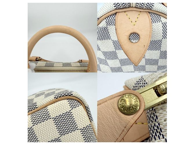 Borsa Boston Damier Azur Speedy 30 da donna Louis Vuitton Marrone Bianco - vista 7