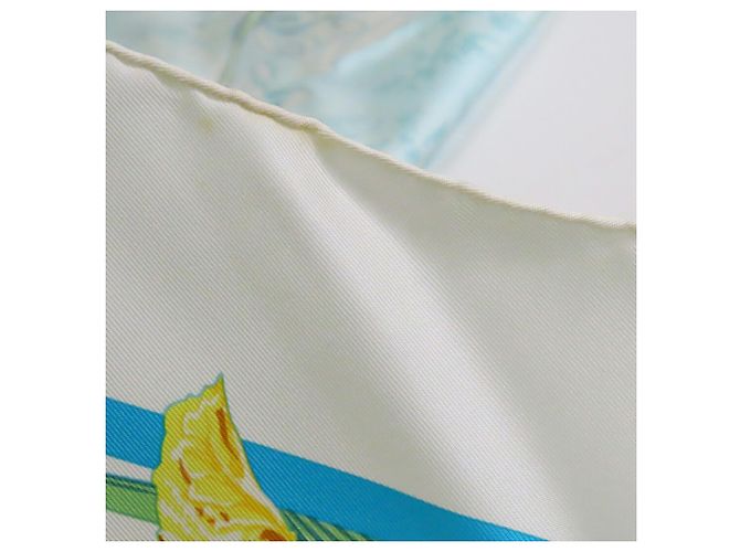 Lenço de seda Hermès White Au Bord Leau 90 Branco Cru - vista 4