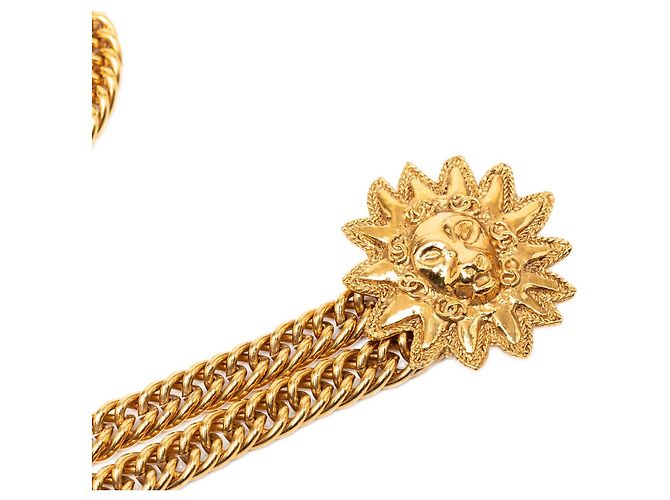 Chanel Gold CC vergoldeter Gürtel mit Double Lion Sunburst Gliederkette Golden - Ansicht 5