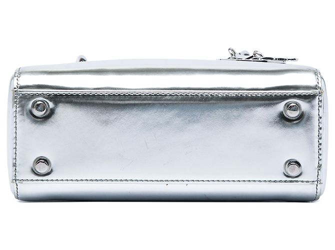 Lady Dior Mini in vernice metallizzato argento Dior - vista 3
