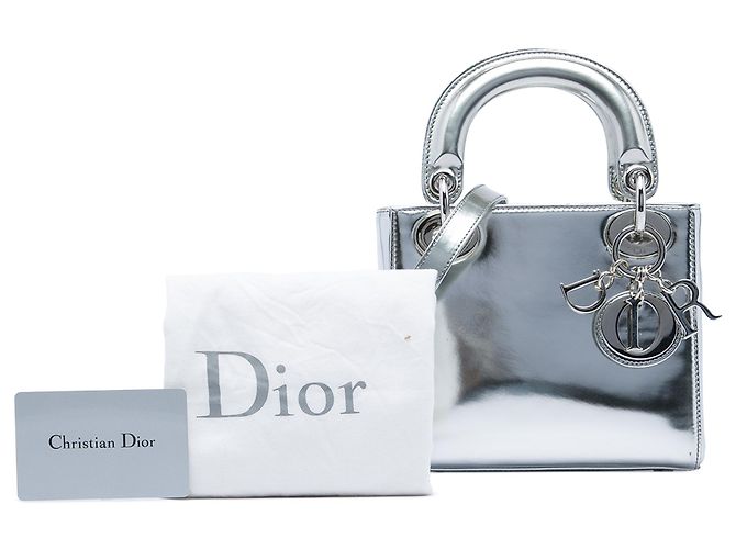 Lady Dior Mini in vernice metallizzato argento Dior - vista 6
