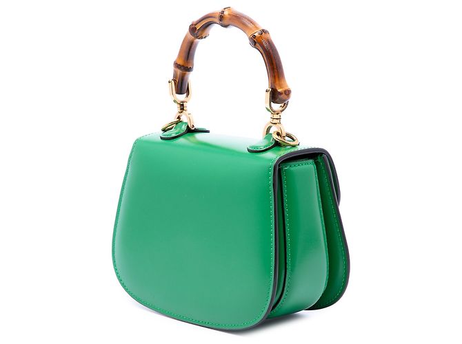 Borsa a manico Gucci Green Mini in pelle di vitello 1947 Bamboo Verde - vista 2
