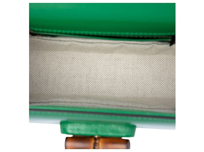 Borsa a manico Gucci Green Mini in pelle di vitello 1947 Bamboo Verde - vista 4