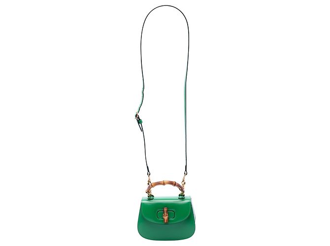 Borsa a manico Gucci Green Mini in pelle di vitello 1947 Bamboo Verde - vista 6