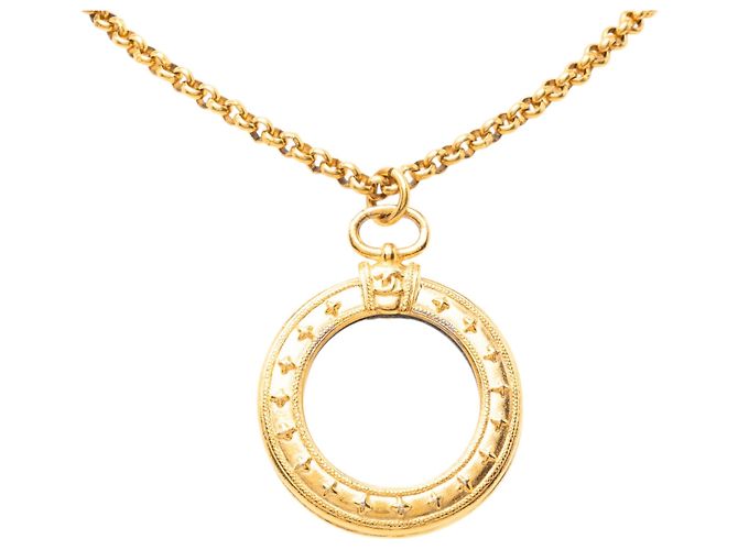 Collana con pendente lente d'ingrandimento Chanel Gold CC placcato oro D'oro - vista 2
