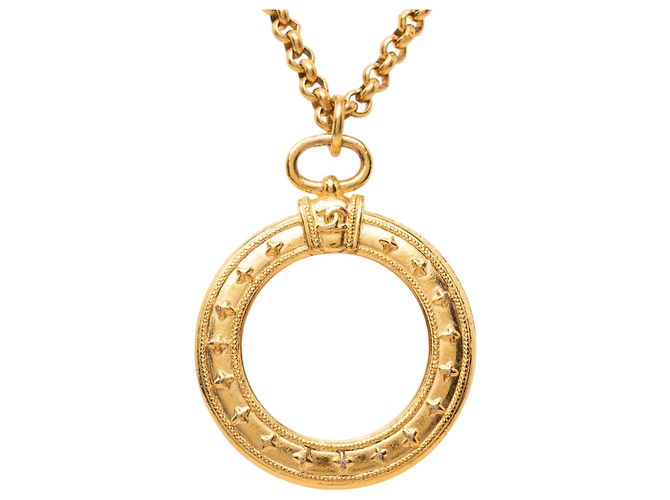Collana con pendente lente d'ingrandimento Chanel Gold CC placcato oro D'oro - vista 3