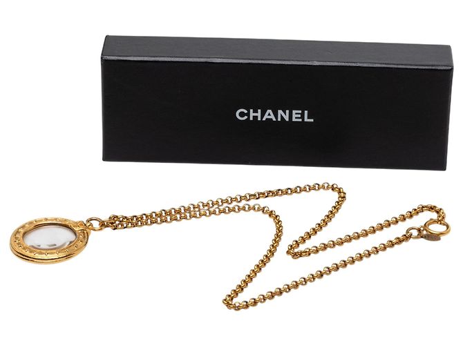 Collana con pendente lente d'ingrandimento Chanel Gold CC placcato oro D'oro - vista 7