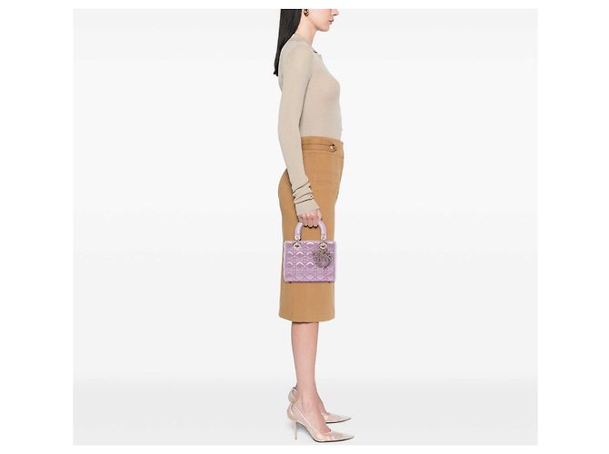Dior Rosa Small Satin Cannage Swarovski Lady Dior - vista 6