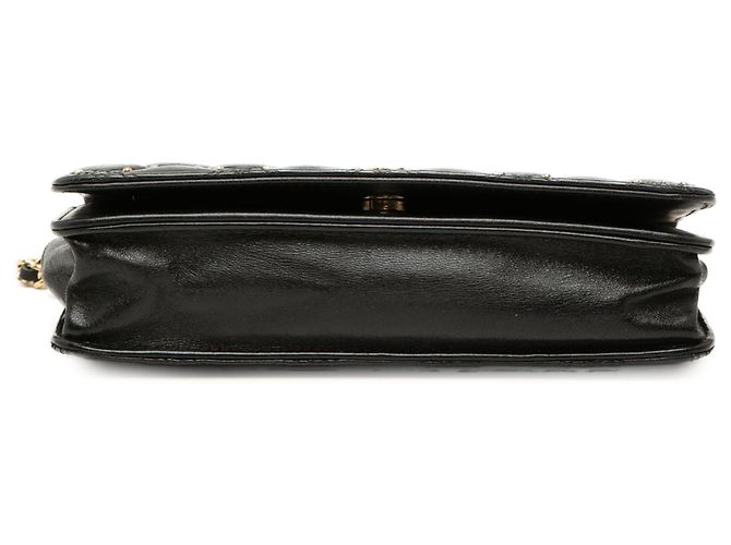 Wallet On Chain Portafoglio con catena Chanel Black CC in agnello trapuntato Diamond Stitch con borchie Nero - vista 3