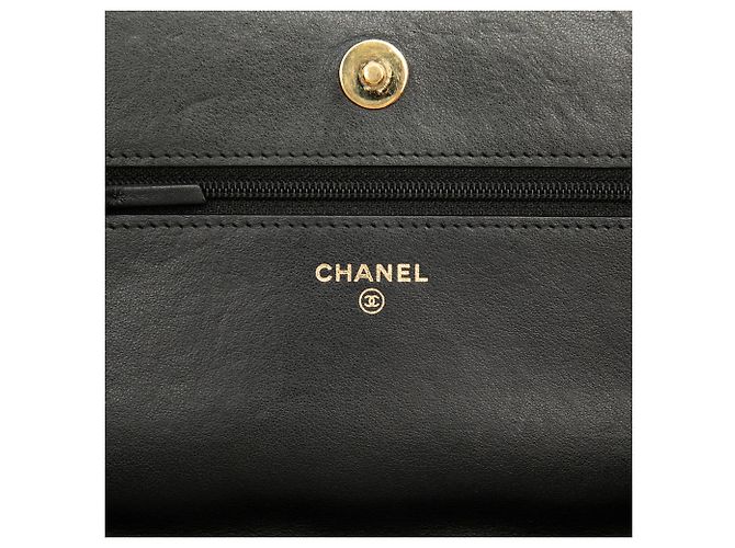 Wallet On Chain Portafoglio con catena Chanel Black CC in agnello trapuntato Diamond Stitch con borchie Nero - vista 5