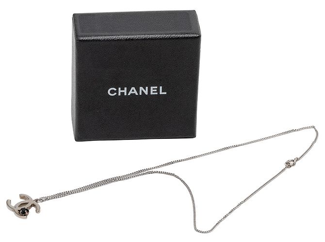 Collana con pendente Chanel Silver CC Brass Crystal Argento - vista 6