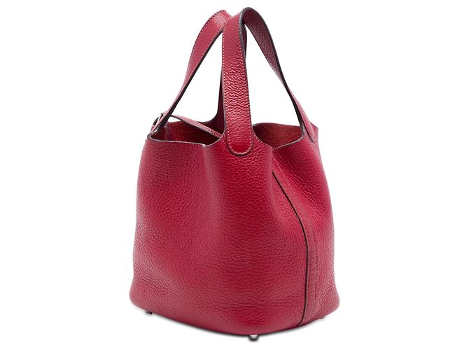 Hermès Picotin Lock 18 in pelle Clemence rosso - vista 2