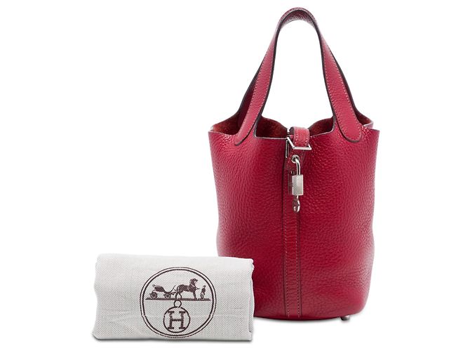 Hermès Picotin Lock 18 in pelle Clemence rosso - vista 7