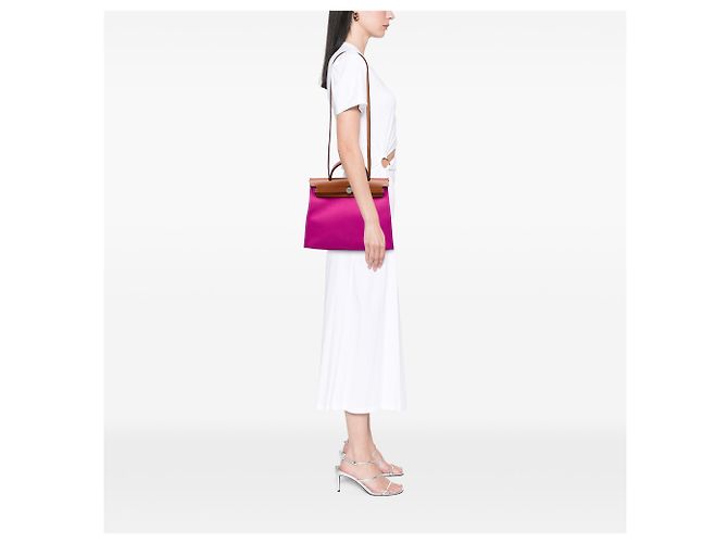 Hermès Pink Toile Herbag Zip 31 Rosa - vista 5