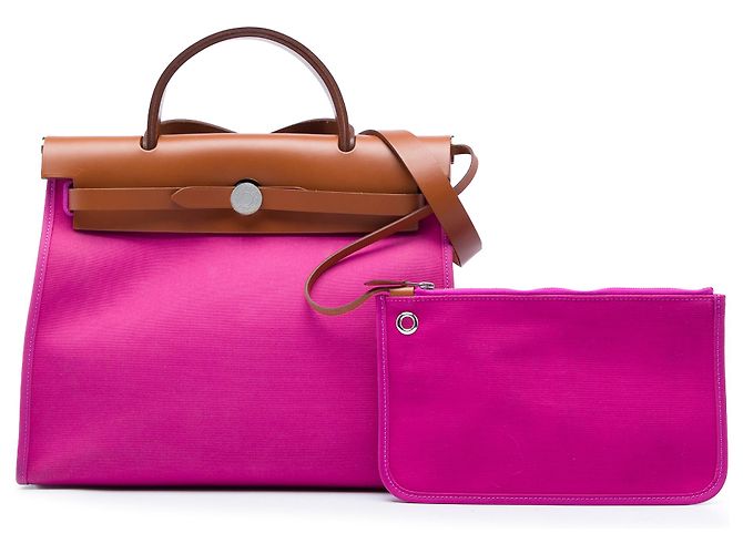 Hermès Pink Toile Herbag Zip 31 Rosa - vista 6