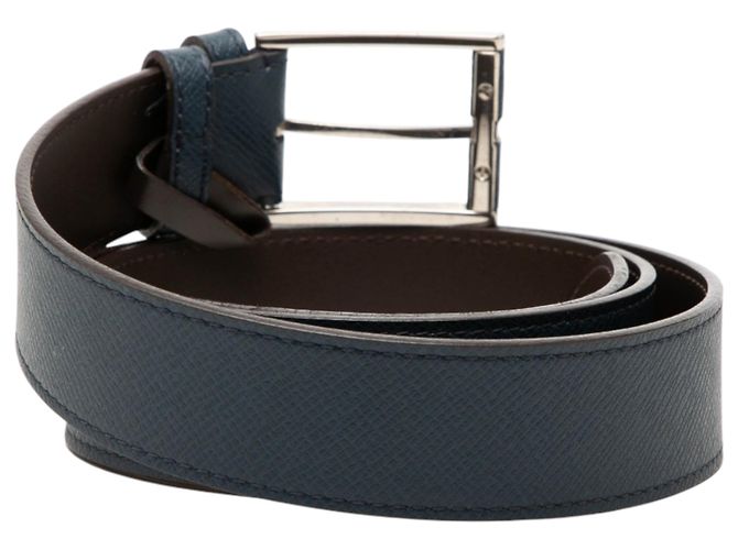 Cintura Louis Vuitton in pelle Taiga blu Blu navy - vista 3