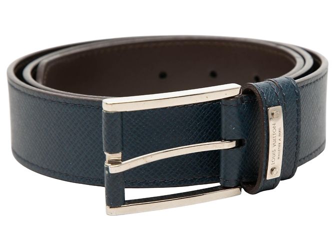 Cintura Louis Vuitton in pelle Taiga blu Blu navy - vista 4