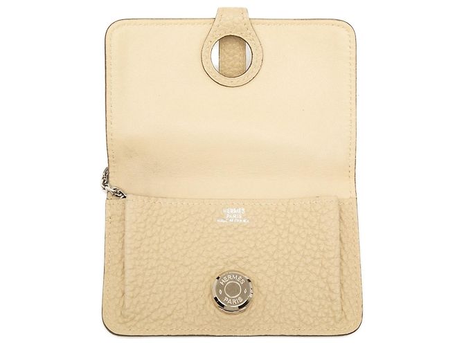 Tarjetero Hermès Beige Clemence Dogon con cadena - vista 7