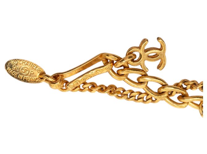 Bracciale charm a forma di pallone da calcio in resina e cristallo placcato oro CC Gold di Chanel D'oro - vista 6