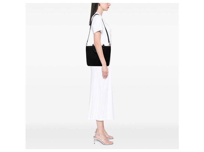 Bamboo Borsa Satchel Gucci in nylon nero con bambù - vista 7