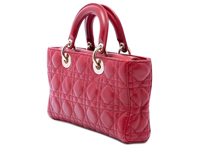 Dior Red Medium Lambskin Cannage Lady D Joy Rosso - vista 2