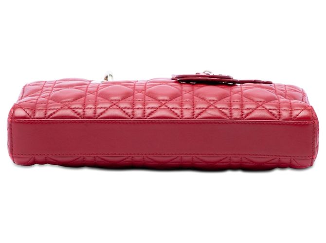 Dior Red Medium Lambskin Cannage Lady D Joy Rosso - vista 3
