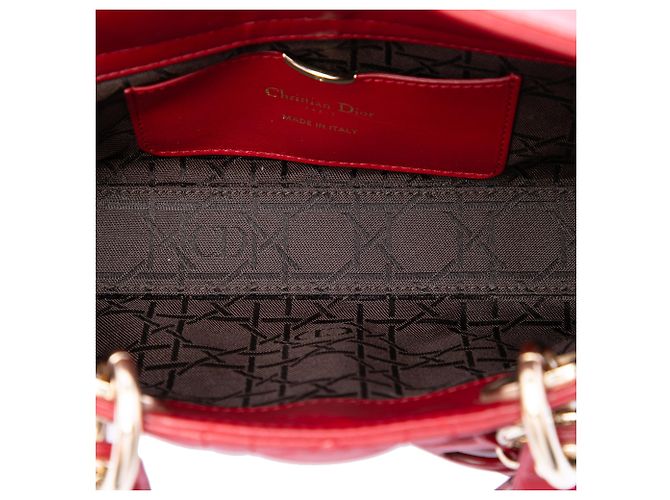 Dior Red Medium Lambskin Cannage Lady D Joy Rosso - vista 4
