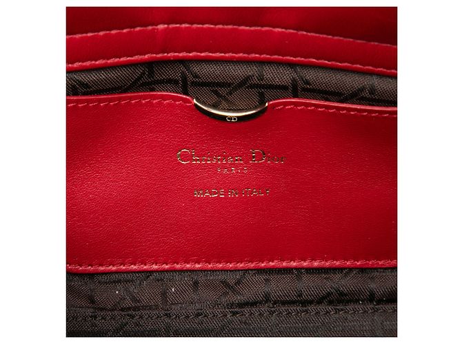 Dior Red Medium Lambskin Cannage Lady D Joy Rosso - vista 5
