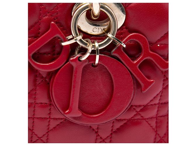 Dior Red Medium Lambskin Cannage Lady D Joy Rosso - vista 6