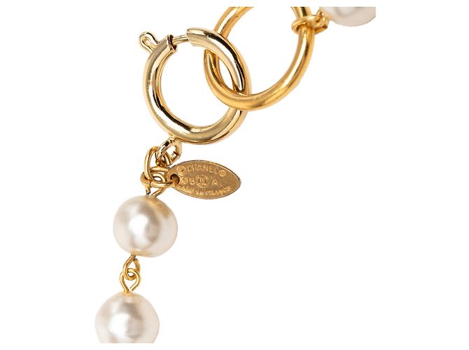Collana a catena con perle finte placcata oro Chanel Gold D'oro - vista 3