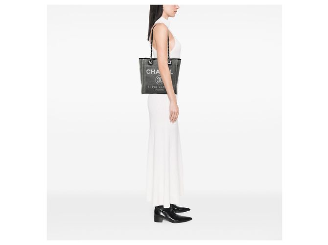 Tote Deauville Chanel Gray Mini Canvas Marrone - vista 7
