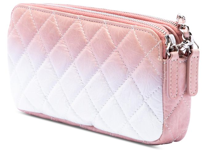 Clutch Chanel Pink Ombre in pelle di vitello con doppia zip e catena Rosa - vista 2
