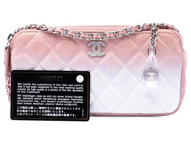 Clutch Chanel Pink Ombre in pelle di vitello con doppia zip e catena Rosa - vista 7