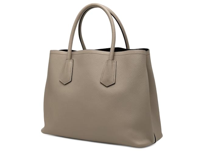 Prada Borsa Saffiano Cuir Double Grigio Medium Marrone - vista 2