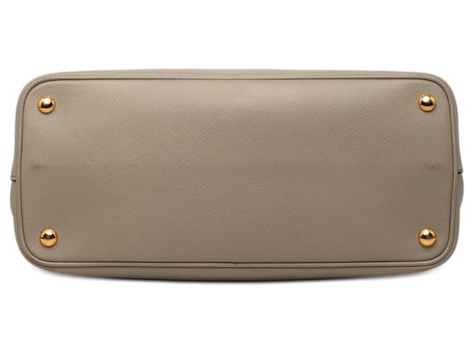 Prada Borsa Saffiano Cuir Double Grigio Medium Marrone - vista 3