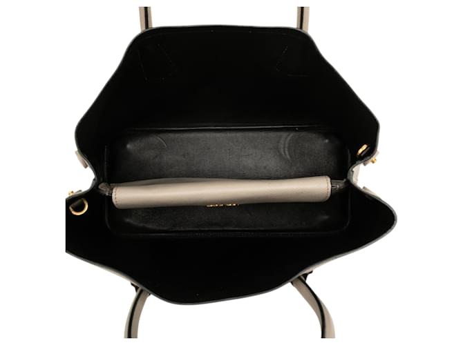 Prada Borsa Saffiano Cuir Double Grigio Medium Marrone - vista 4
