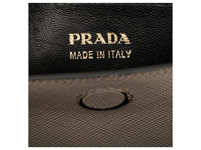 Prada Borsa Saffiano Cuir Double Grigio Medium Marrone - vista 5