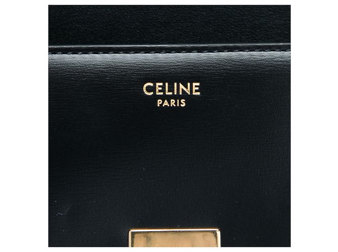 Céline Borsa a tracolla Celine Triomphe Claude in pelle di vitello lucida nera Nero - vista 5
