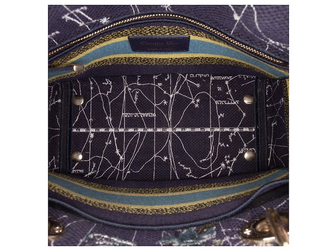 Lady D Lite in tela ricamata Zodiac blu Medium di Dior Blu navy - vista 4