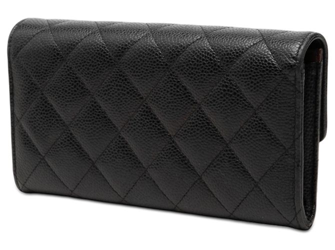 Cartera Larga Chanel Black CC Matelassada Caviar Negro - vista 2
