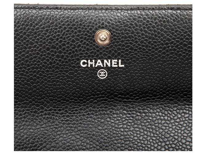Cartera Larga Chanel Black CC Matelassada Caviar Negro - vista 6
