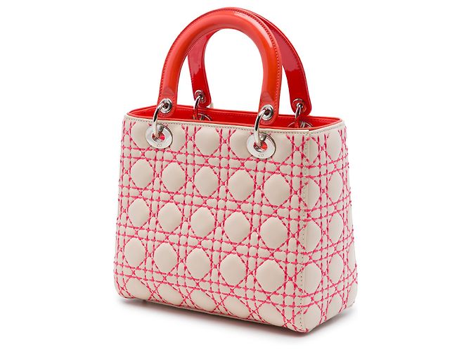 Lady Dior aus beigem Lammleder mit Cannage-Steppung Größe Medium - Ansicht 2