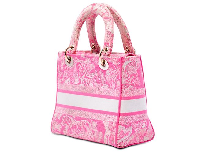Lady D Lite em tela Toile De Jouy bordada rosa, tamanho Medium, Dior - vista 2