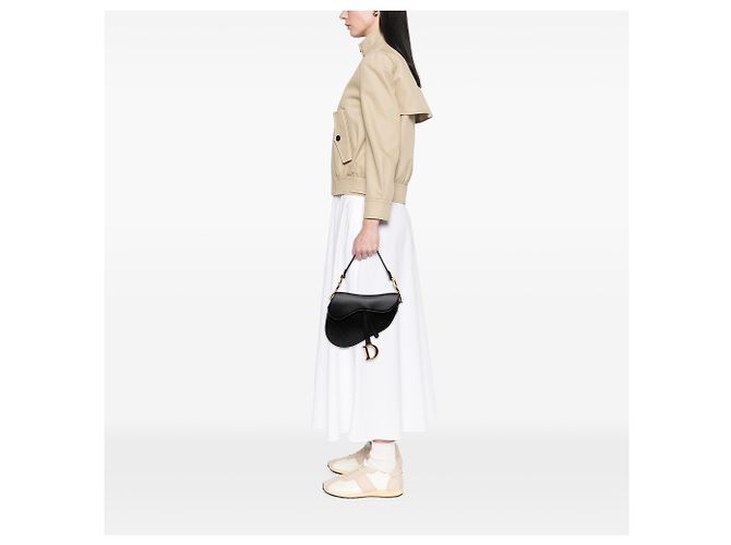 Borsa Saddle in pelle di vitello liscia nera Dior Nero - vista 6