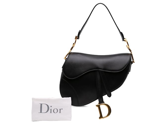 Borsa Saddle in pelle di vitello liscia nera Dior Nero - vista 7