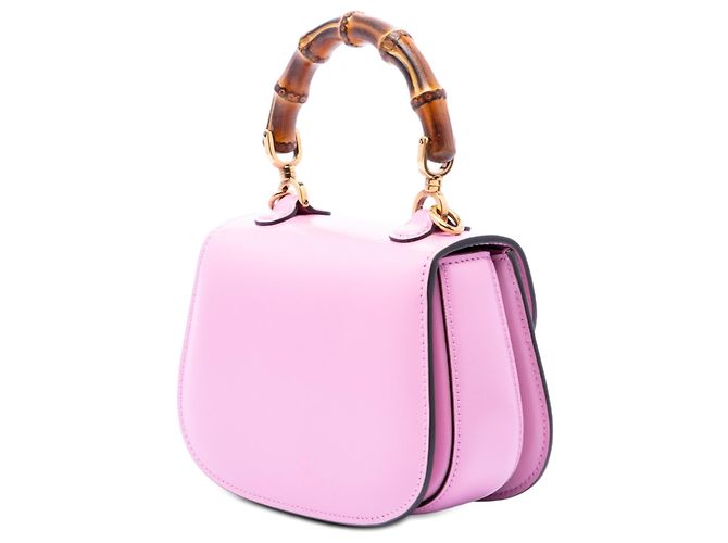 Borsa Gucci Pink Mini Calfskin Web 1947 Bamboo Top Handle Rosa - vista 2