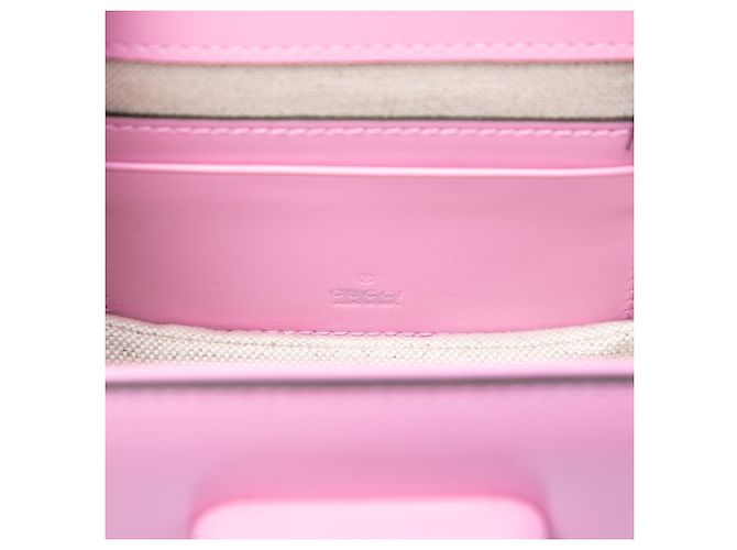 Borsa Gucci Pink Mini Calfskin Web 1947 Bamboo Top Handle Rosa - vista 5