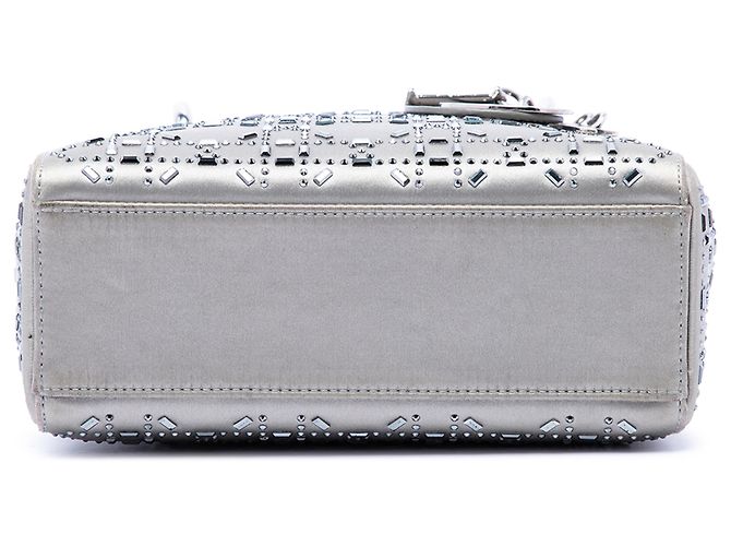 Lady Dior Dior Grigio Mini Satin Cannage con Cristalli Marrone - vista 3